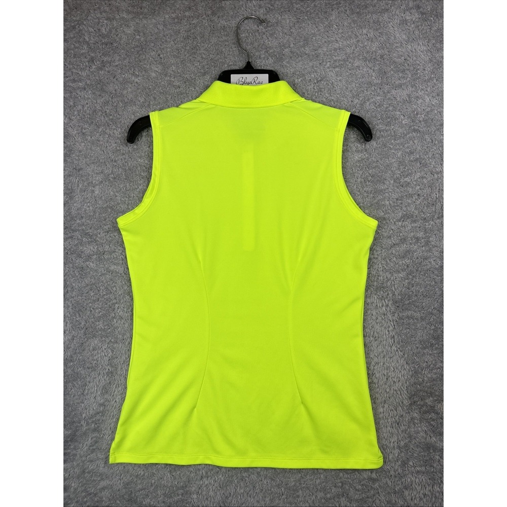 Nike Golf Dri-Fit Sleeveless Polo Shirt Woman's Florescent Neon Yellow Medium - Picture 5 of 6
